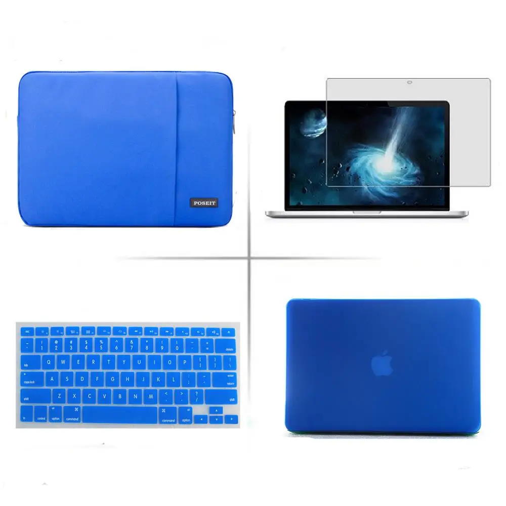 POSEIT 4in1 Матовая Жесткий laptop sleeve сумка крышка клавиатуры ЖК-дисплей для Apple Macbook Pro 13 дюймов CD Встроенная память Модель: A1278 - Цвет: blue