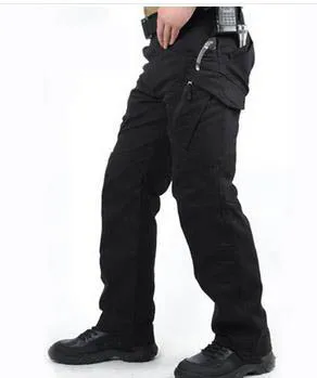 IX9 городских военные тактические брюки Для мужчин боевая группа захвата армии Штаны Повседневное Хлопковое платье с карманами, пейнтбол брюки для активного отдыха общая Штаны - Цвет: Black