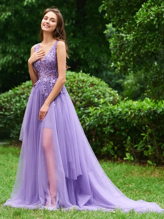 Evening Dresses Long V Neck Tulle Beading Elegant Party Gowns Formal Dress