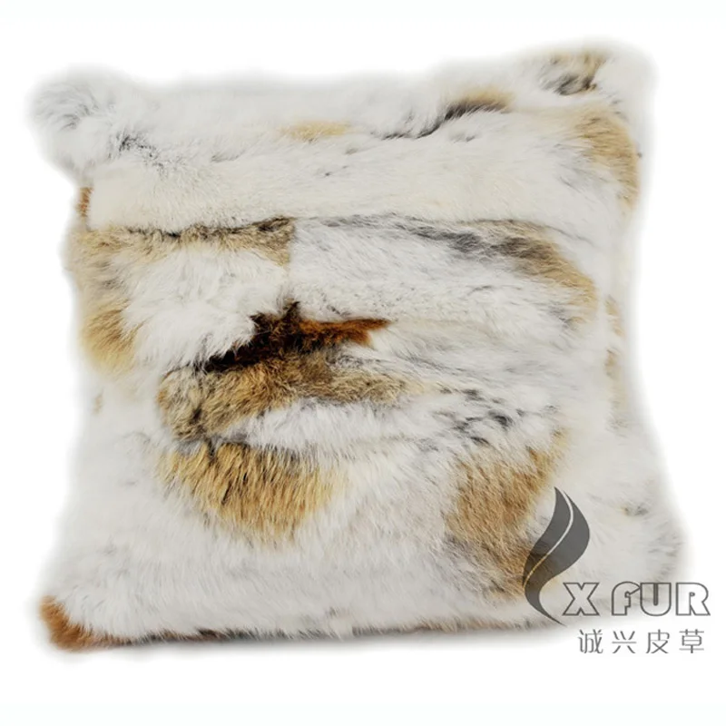 

Free Shipping CX-D-19 40X40cm Double Sides Furs Winter Rabbit Fur Sofa Cushion Cover Decorative Pillows Natural Color