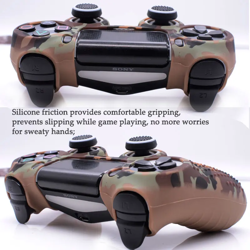 Colorful Anti-slip Silicone Protective Case Cover with 2 Joystick Caps For Sony Dualshock 4 Slim Pro PS4 Controller (2)