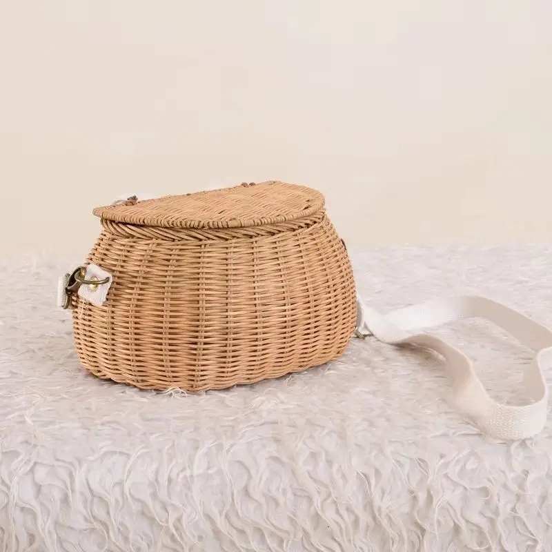 Children's BackPack Basket Handmade Straw Rattan Shoulder Bag Girls Summer Beach Bag Bicycle Bike Front Storage Basket Picnic Children's BackPack Basket Handmade Straw Rattan Shoulder Bag Girls Summer Beach Bag Bicycle Bike Front Storage Basket Picnic