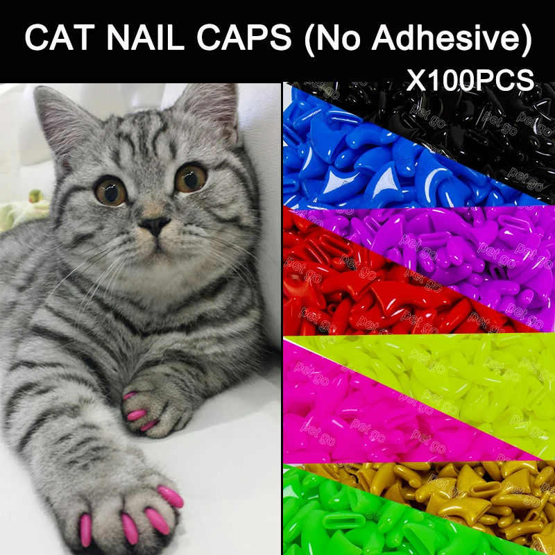 100 шт./лот, мягкие силиконовые колпачки для ногтей в виде кошачьих лап, защита для ухода за ногтями, размер XS, S, M, L