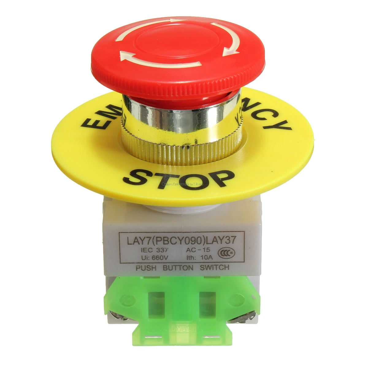 

Red Mushroom Cap 1NO 1NC DPST Emergency Stop Push Button Switch AC 660V 10A Switch Equipment Lift Elevator Latching Self Lock