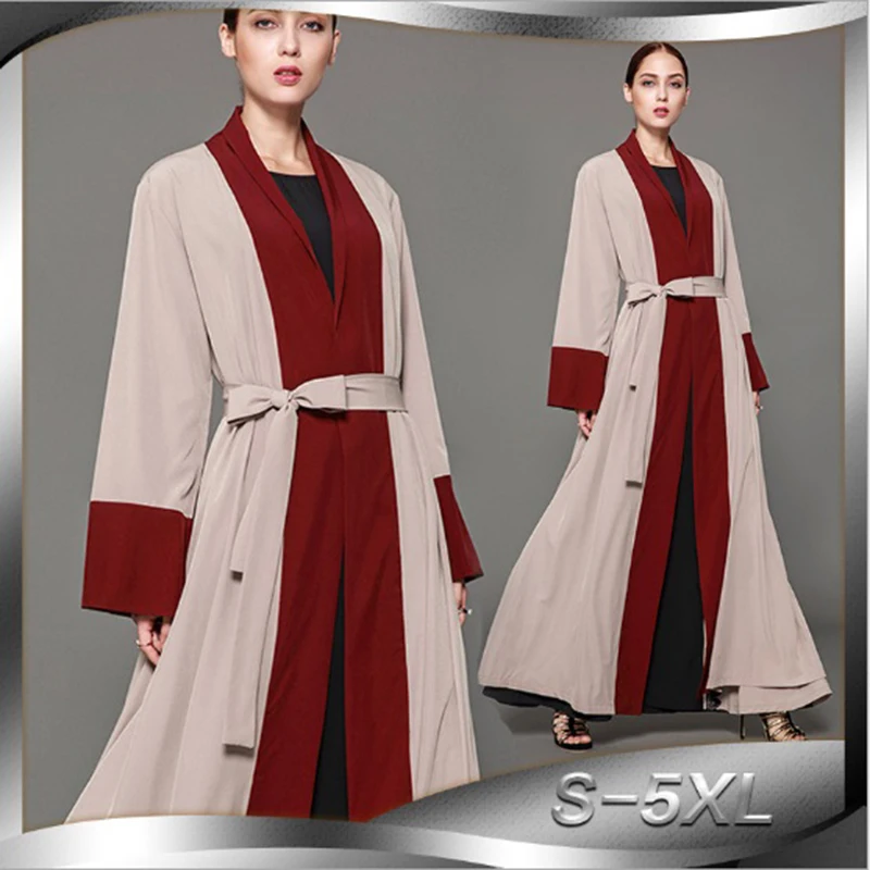 Muslim Maxi Dress Color Abaya Cardigan Long Robe Gowns Plus Size Tunic Worship Service Musulmane Middle East Islamic Clothing |