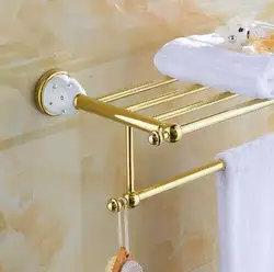Новое поступление Вешалки для полотенец Роскошные Ванная комната accesserries Высокое качество Золотой отделкой Для ванной Полотенца Полки