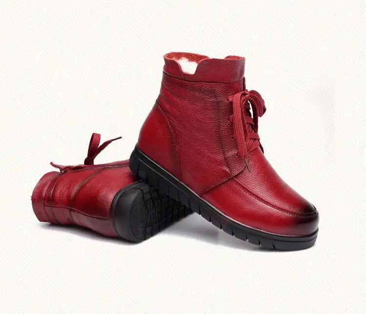 GKTINOO/зимняя теплая женская обувь; женские ботильоны из натуральной кожи на плоской подошве; женские зимние ботинки на шнуровке; женские ботинки