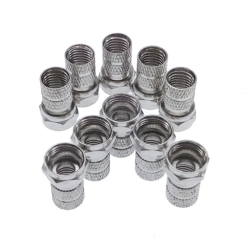 75-5 F Type Coaxial Cable Connector Plugs Brass materials singnal Line connectors F connector 10 Pcs wiring cable connectors wire connectors rf connector adapter
