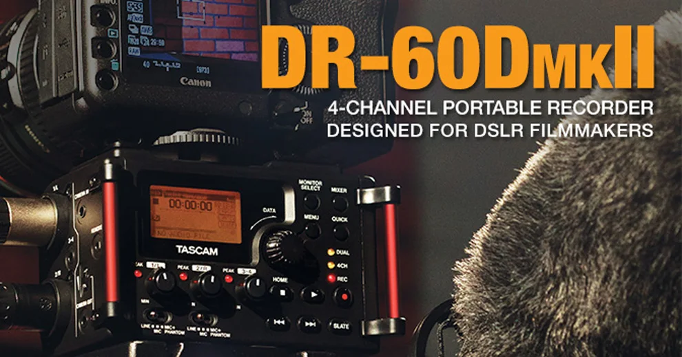 Tascam DR-60DMKII Ручной Цифровой Диктофон профессиональный линейный PCM рекордер микшер DSLR VIDE для DSLR SLR камеры