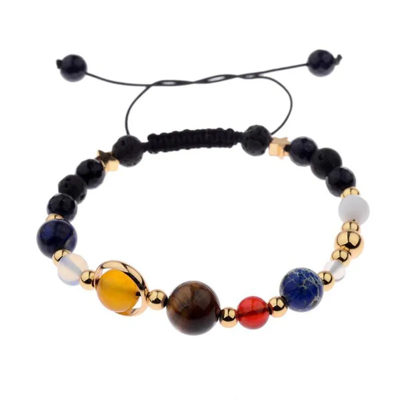 

Fashion Universe Galaxy The Eight Planets Solar System Guardian Star Natural Stone Beads Bracelets & Bangles For Men Women Gift