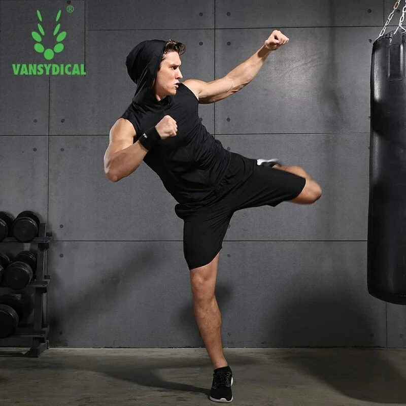 Vansydical спортивный костюм для мужчин компрессионные комплекты бега колготки