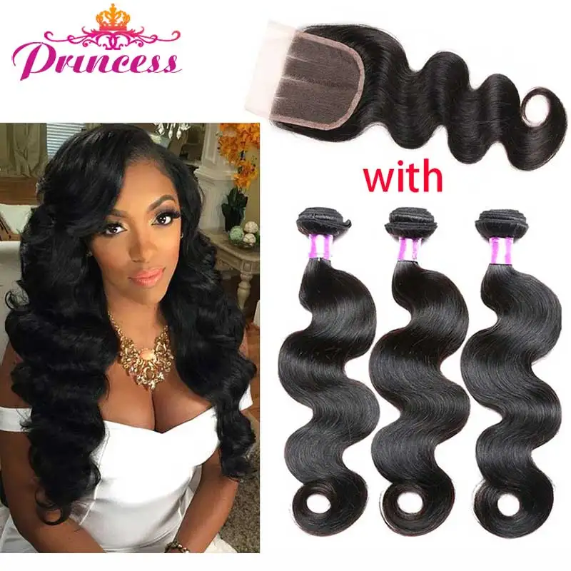 7A Brazilian Virgin Hair With closure Brazilian Human Hair Weave 3 Bundles With Closure Brazilian Body Wave With Lace Closure