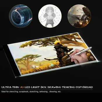 

Portable A3 LED Light Pad Box Drawing Tablet Tracing Tracer Copy Board Table Pad Copyboard for Diamond Painting Tattoo Sketching