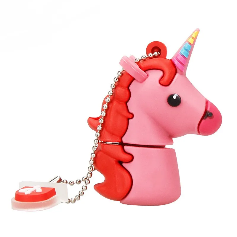 True Capacity usb Flash Drive 64gb Unicorn pen drive 16gb usb disk 128gb 8gb 4gb Cute animal pendrive 32gb White Horse Gift - Цвет: Pink