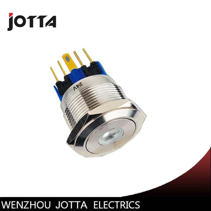 

GQ22-11DZ 22mm Latching LED light Dot type stainless steel push button switch with flat round