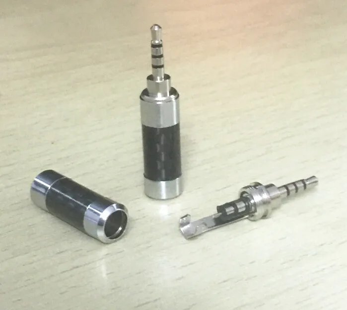 2 5mm 4 Pole Male rhodium plated Plug DIY headphone adapter Straight Audio Connector 6mm or 4mm tail hole 100pcs