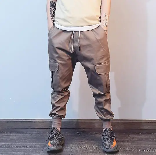Casual Plus Size Black Cargo Pants For Men Cotton Loose Baggy Harem Pants Big Side Pockets Hip Hop Pants Pantalon Homme M-3XL