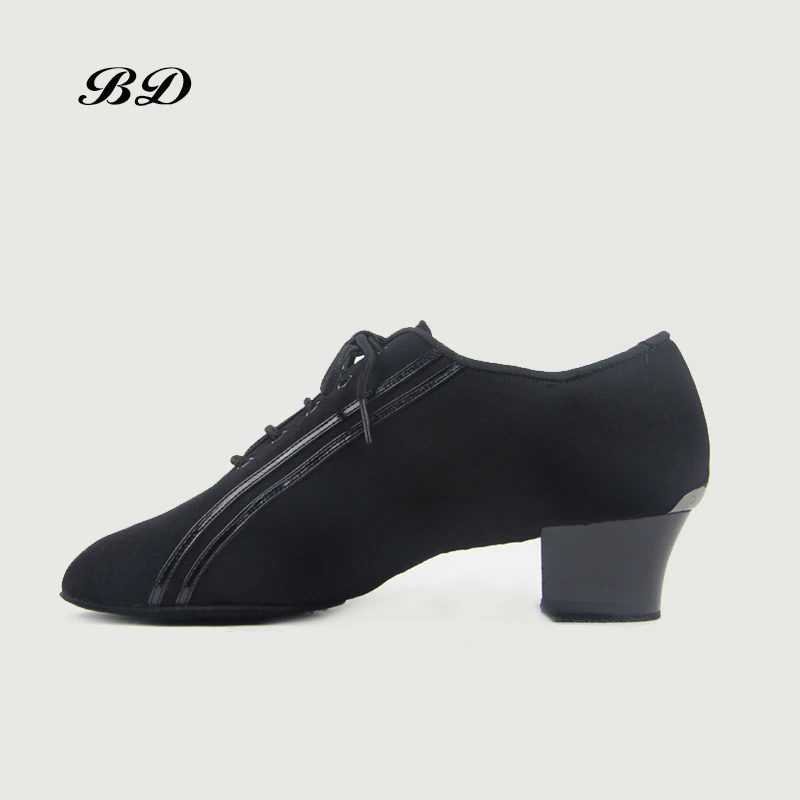 US $66.23 Sneake DANCE SHOES Latin Shoes Ballroom MEN Shoe Modern JAZZ SlipUP BLACK Oxford Cloth Square Heel 45 CM Adult AND BOY SHOES