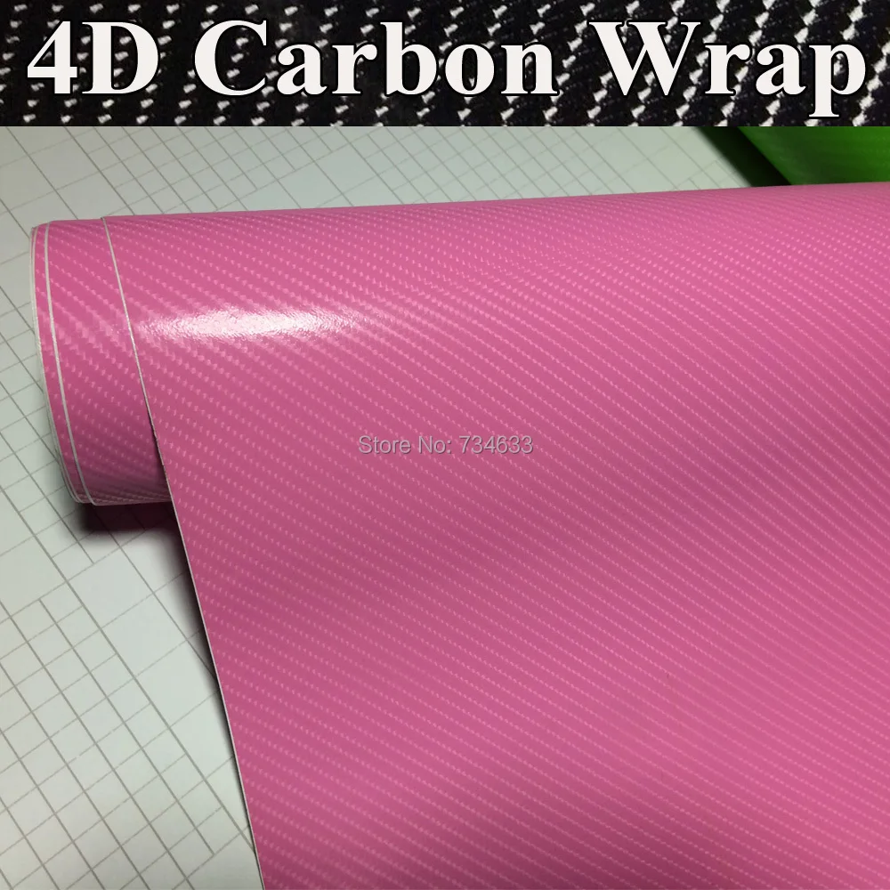 4D Pink Carbon Fiber Vinyl For Car Wrap With Air Channel Like realistc
