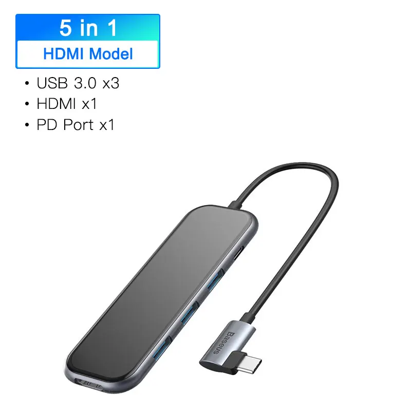 Baseus мульти концентратор USB Type C до 3,0 HDMI RJ45 usb-хаб для MacBook Pro USB C концентратор для iWatch беспроводной зарядный адаптер USB разветвитель - Цвет: HDMI Model