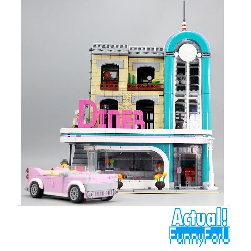 

LEPIN 15037 Downtown Diner Street View Creator Building Blocks Bricks Toys Enlighten For Boys oyuncak Compatible with INGly