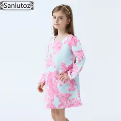 Платье для девочек зимний детская цветочная одежда для девочек фирменная одежда для Принцессы праздничная одежда для малышей