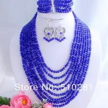 No-484 модный новейший Королевский голубой кристалл ожерелье комплект ювелирных изделий