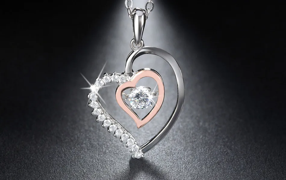 ORSA JEWELS 925 серебро женское колье-подвеска с AAA циркон Романтический сердечный кулон серебряные свадебные украшения подарок OSN15
