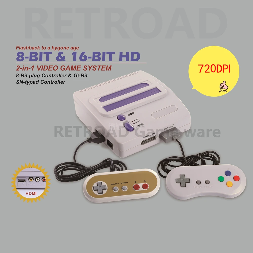 

8bit & 16-bit Entertainment Dual System with HD Function Game Console,720DPI,High Clear Picture,Good Quality