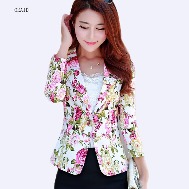OEAID Fashion Print Blazer Female 2018 Spring Women's