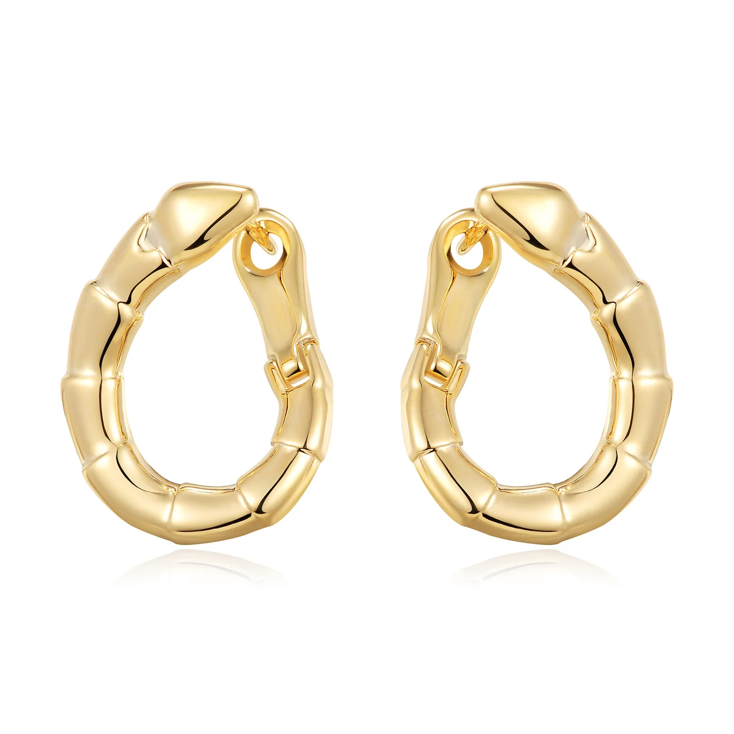 

Gold Silver Color Bamboo Round Stud Earrings For Women Copper Circle Earring Party Fashion Jewelry boucle d'oreille femme 2019