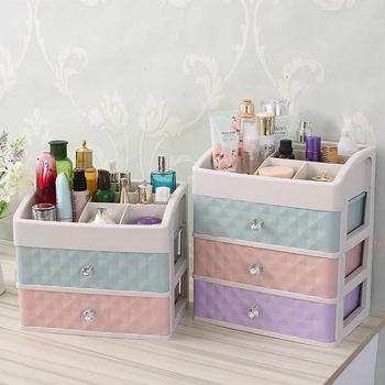 

Desktop Multi-layer Drawer Crystal Handle Multi-grid Cosmetics Storage Box Household Make Up Organizer Home Receiving Box