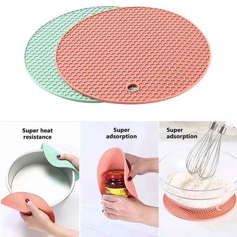 Thin Round Heat Resistant Silicone Mat Drink Cup Coasters Non-slip Pot Holder Table Placemat Honeycomb Pad Kitchen Accessories | Дом и сад