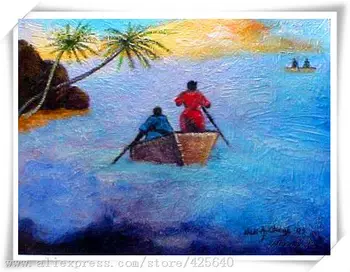 

boating in the sea Seascape Oil painting on canvas hight Quality Hand-painted Painting Home Decor paints Wall art paint