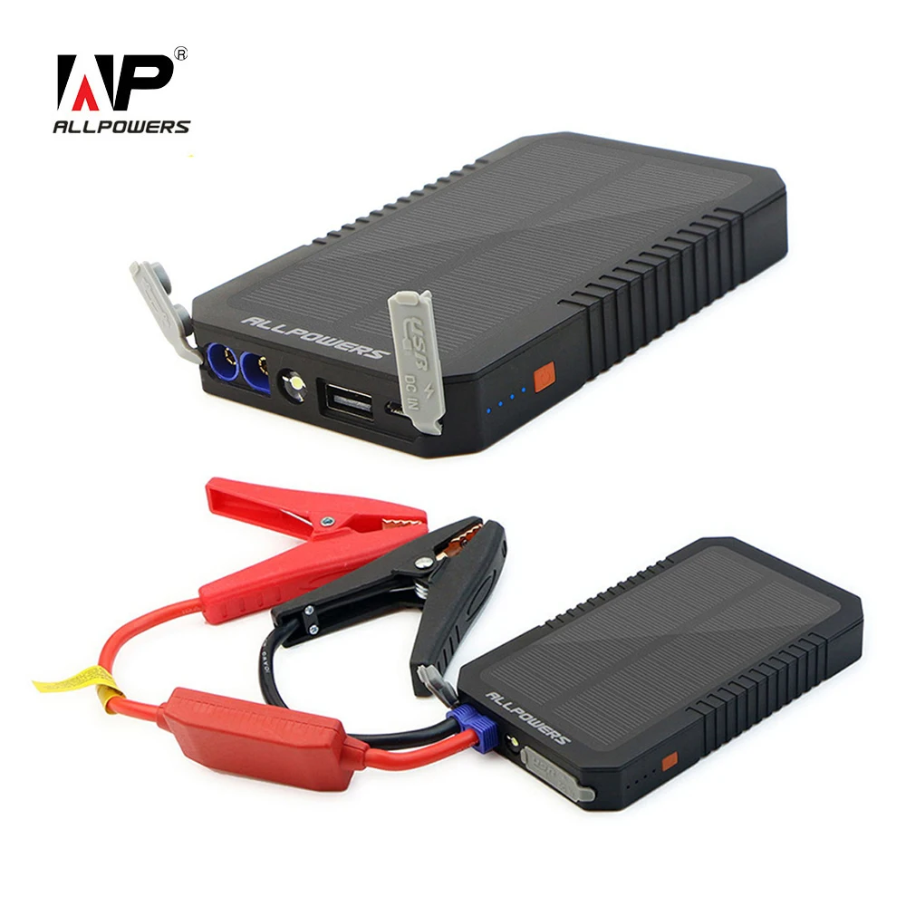  Allpowers 6000mah Solar Jump Starter Portable Charger Power Bank with 400A Peak Current Built-in LED Flashlight 