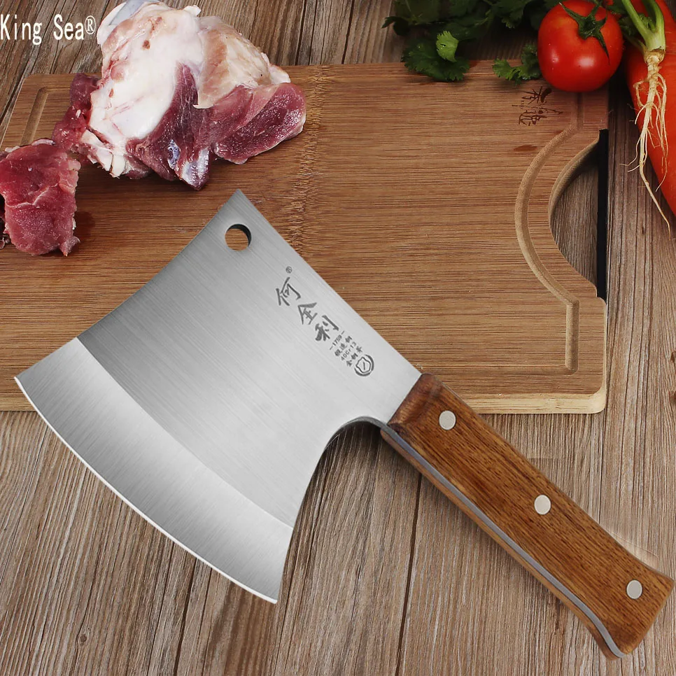  King Sea Professional Bone A Cleaver Knife Stainless Steel Wood Handle Heavy Duty Chinese Kitchen K - 32868759686