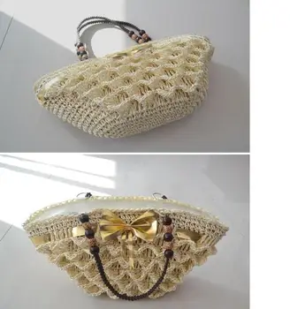

44x20CM Bag Classic Straw Bag - Super-fashionable Golden Leather Butterfly Liner Double-layer Preparation Of Fish Scal A2865