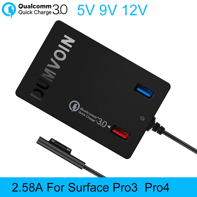 adapter 3.0 qc supply power 72W Charger with 3.0 Pro QC Adapter Surface Pro 3 Charger,DUMVOIN Supply Power for 12V 4 2.58A