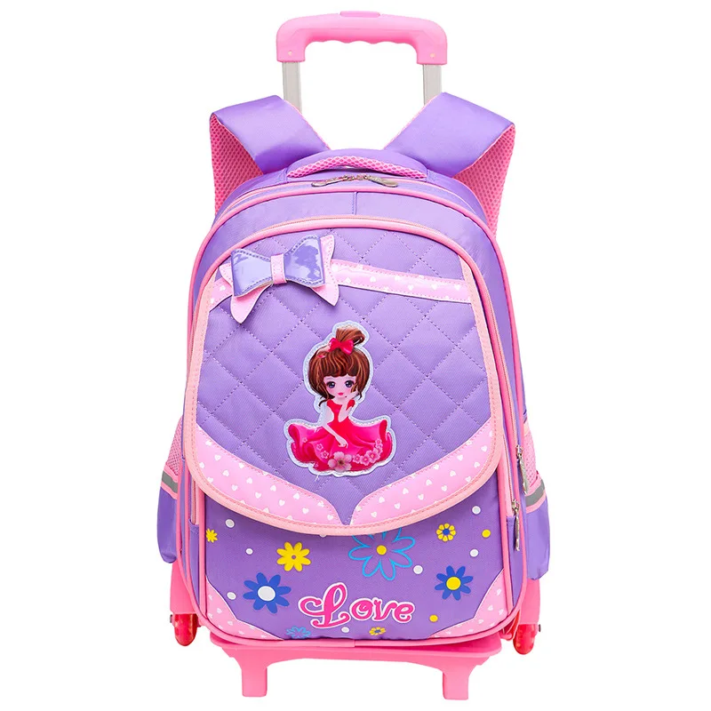 

2018 Removable Children School Bags With 3 Wheels Stairs Kids girls Trolley Schoolbag Luggage Book Bags Wheeled school Backpack