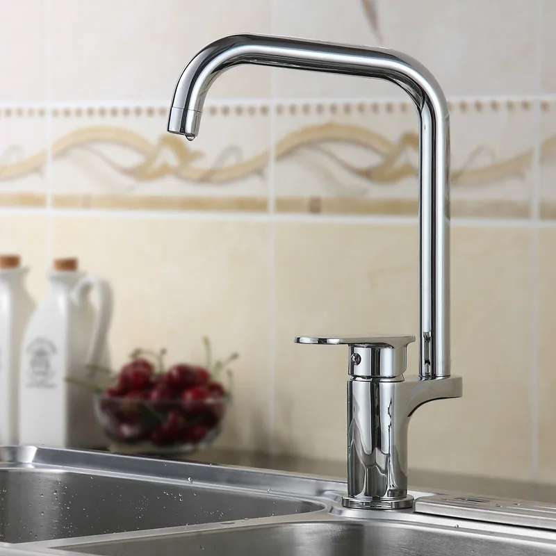

Kitchen faucet all copper hot and cold faucet sink wash basin faucet can rotate Hot and cold copper Lu 5092