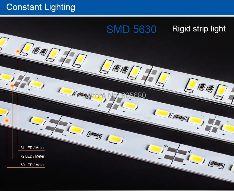 

free shipping 1m non waterproof SMD 5630 LED light bar / (72LED/ m ) rigid led strip for desk , jewelry lamp bar rigid light