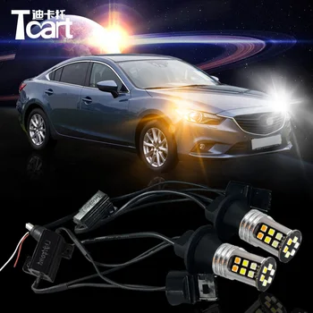 

Tcart 2X Auto Led Bulbs DRL Daytime Running Light Night DRL Yellow Turn Signals LED Lamps WY21W 7440 For Mazda 6 2013-2016