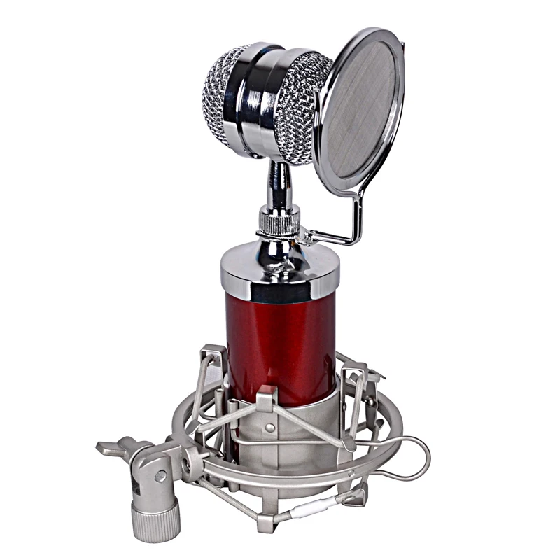 

BM-8000 Sound Studio Recording Condenser Wired Microphone With 3.5mm Plug Stand Holder Pop Filter for KTV Karaoke