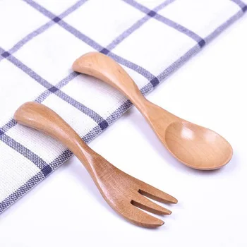 

50Sets Fashion Children Cutlery Set Schima Wooden Tableware Portable Cute Travel Kids Dinnerware Set ZA6291