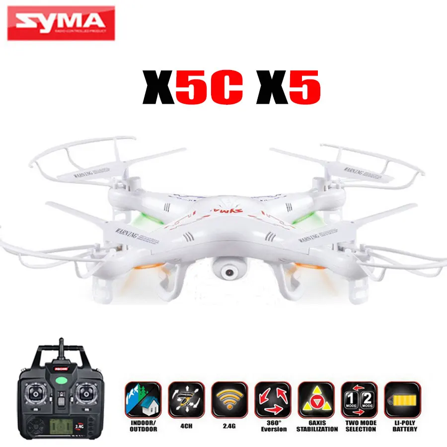 

Upgrade Version SYMA X5C RC Drone 4CH 6-Axis Remote Control Helicopter Quadcopter With 2MP HD Camera or X5 RC Dron No Camera