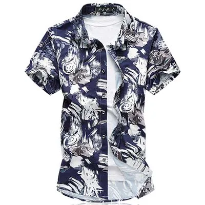 LONMMY плюс Размер 7XL мужские s платья рубашки мерсеризованный хлопок camisa рубашка мужская, с коротким рукавом модная мужская рубашка лето - Цвет: 3703