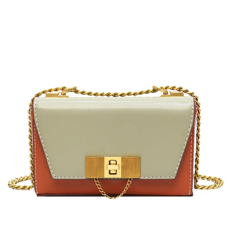 

2019 Personality Stitching Contrast Color Women Shoulder Bag Female Summer Niche Design New Chain Portable Diagonal Small Square