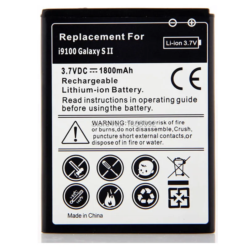 Sinegen 1800 мАч 1 ШТ. Замена Литий-Ионный Аккумулятор для Samsung Galaxy S2 I9100 9100 I9100G I9103 I9105 I9108