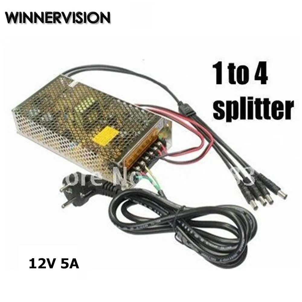 DC 12 V 5A 60 W адаптер питания для 4CH CCTV камеры системы 12 V блок питания с 1 pc 1 in& 4 out сплиттер кабель