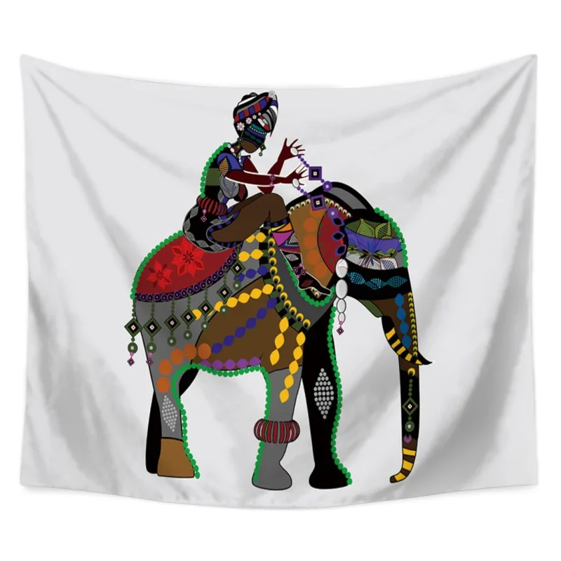 Красочные гобелены со слонами Полиэфирной Ткани в стиле хиппи бохо печать домашняя декоративная настенная вешалка гобелен пляжные украшения индиен - Цвет: HW1414A2